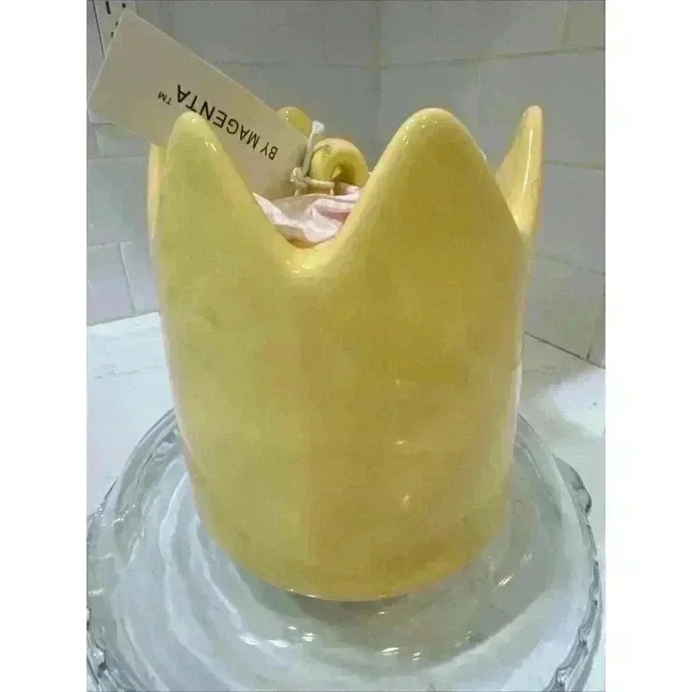 Rae Dunn Majestic Crown Birdhouse Yellow Ceramic New With Tags